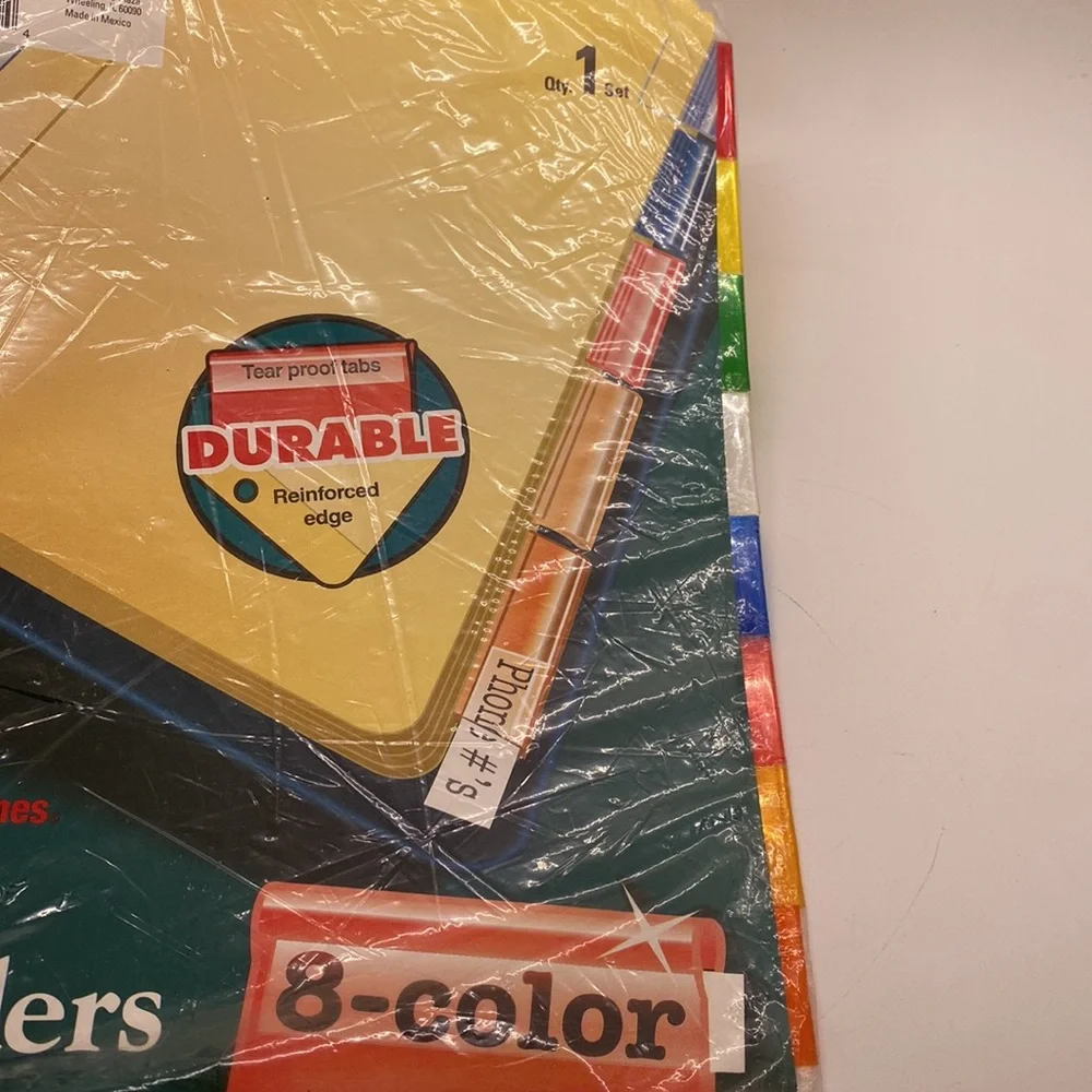 NWT WilsonJones Tab Dividers to keep binders organized. 8 multicolor tabs.